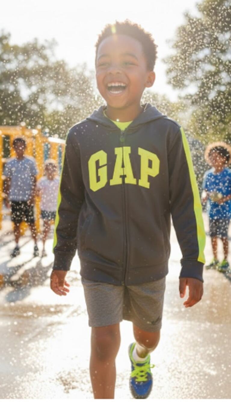 GAP Kids Full-Zip Hoodie  Gray w/ Neon Logo